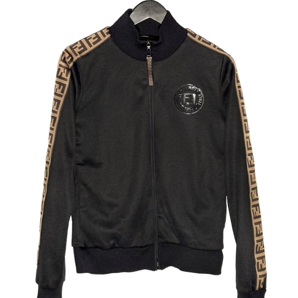 Fendi Black Forever Fendi Zucca Sleeves Track Jacket